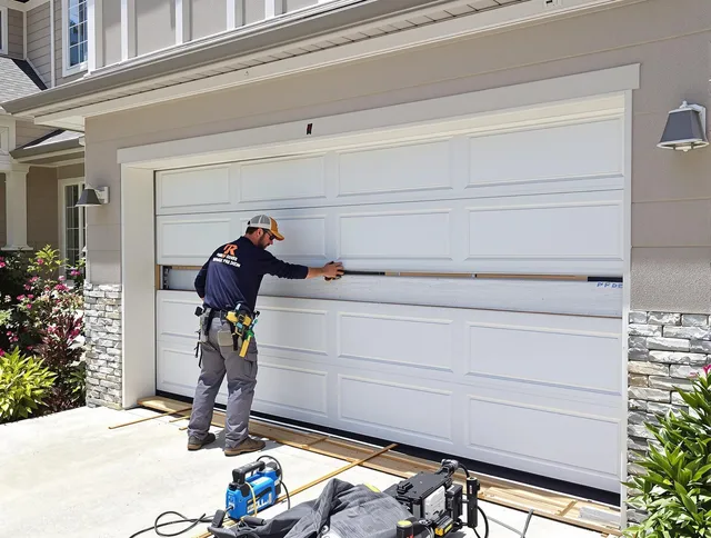 Fort Mill Garage Door Repair team performing complete garage door replacement at Fort Mill residence