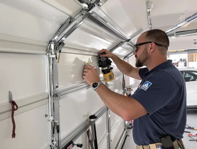 Fort Mill Garage Door Repair technician quieting a noisy garage door in Fort Mill