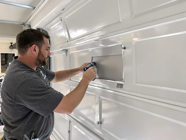 Garage door panel repair by Fort Mill Garage Door Repair in Fort Mill